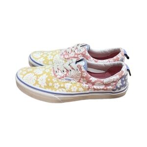 Vans Kids Hawaiian Floral Slip On Sneakers Pink, Yellow Blue Youth Size 7